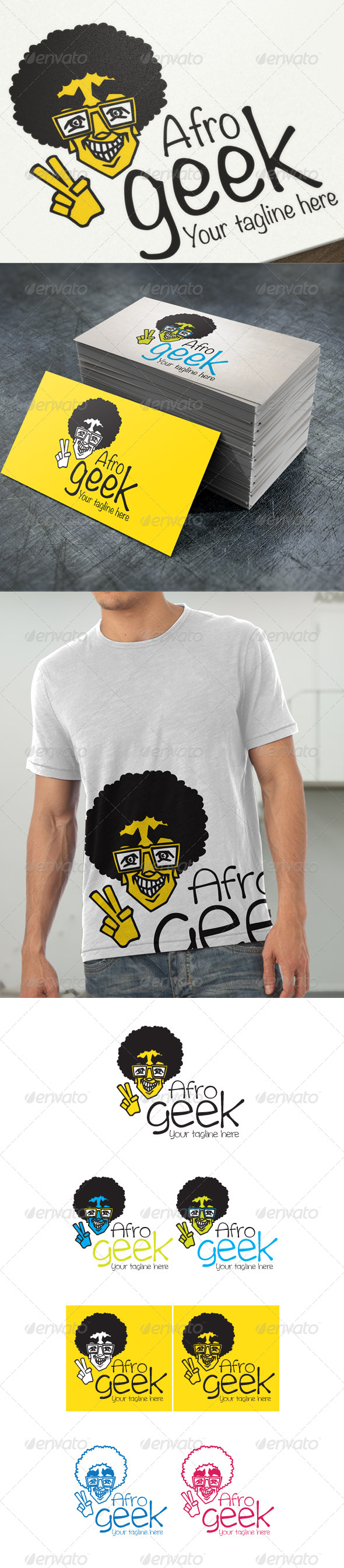 Afro Geek - Humans Logo Templates