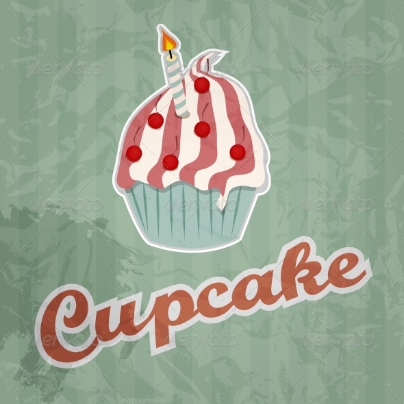 Cupcake Retro Background - Birthdays Seasons/Holidays