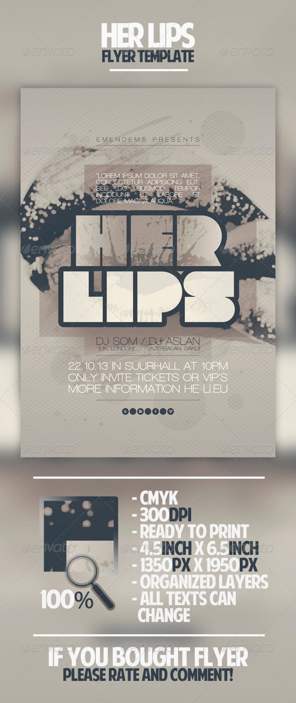 Her Lips Flyer Template - Clubs & Parties Events