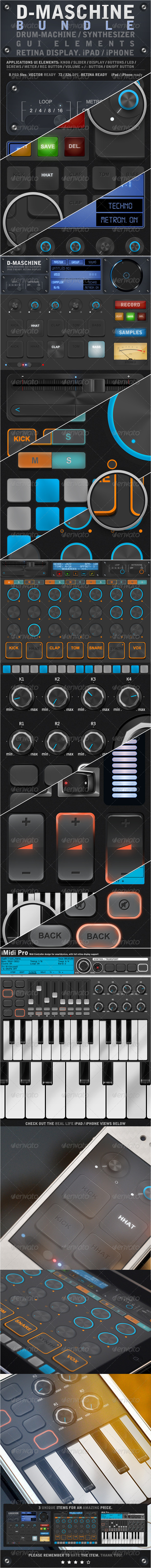 D-Maschine iPad / iPhone UI Elements Bundle - User Interfaces Web Elements