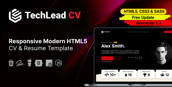 TechLead - Responsive Professional HTML5 CV and Resume Template