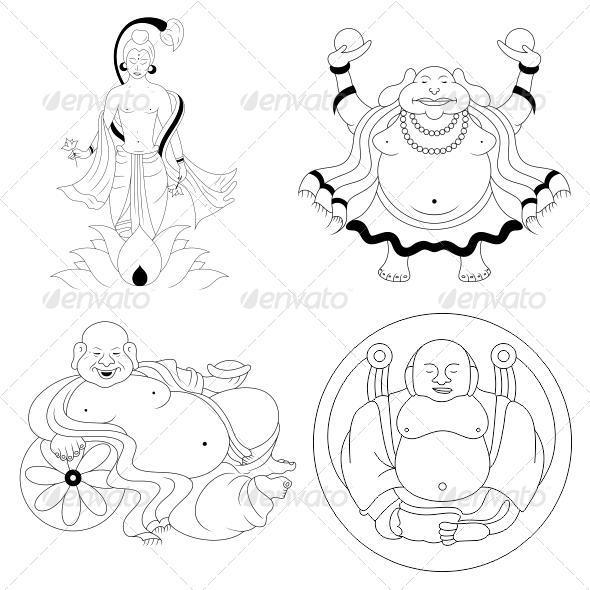 Buddha Religious Vector Designs Pack - Religion Conceptual
