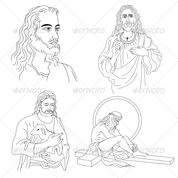 Jesus Christ Religious Vector Designs Pack - Religion Conceptual