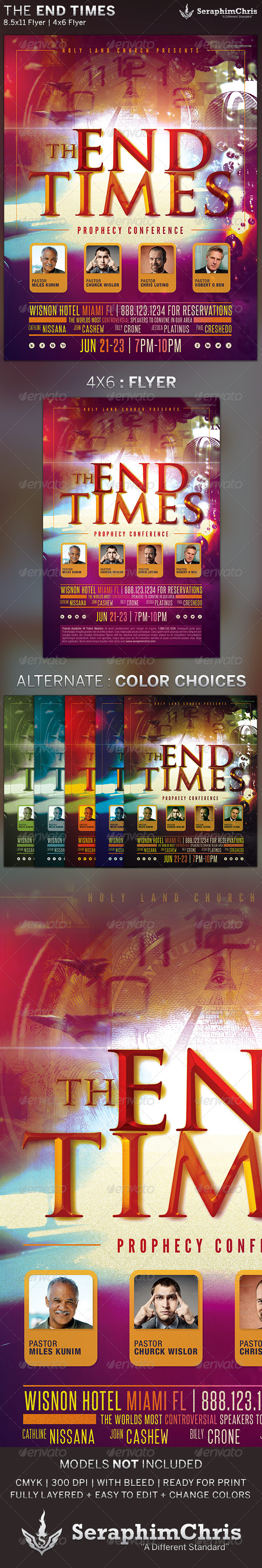 The End Times: Prophecy Conference Flyer Template - Church Flyers
