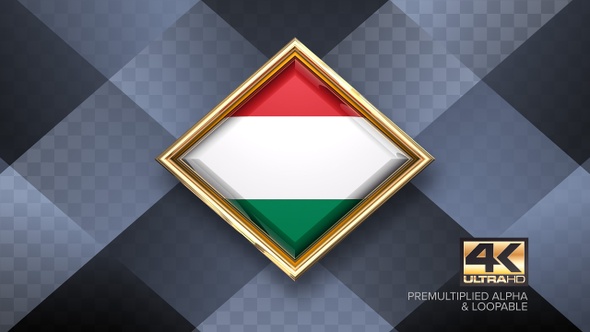 Hungary Flag Rotating Badge 4K Looping with Transparent Background