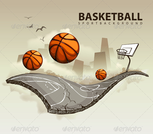 Vector illustration of surreal basketball court - Vectors