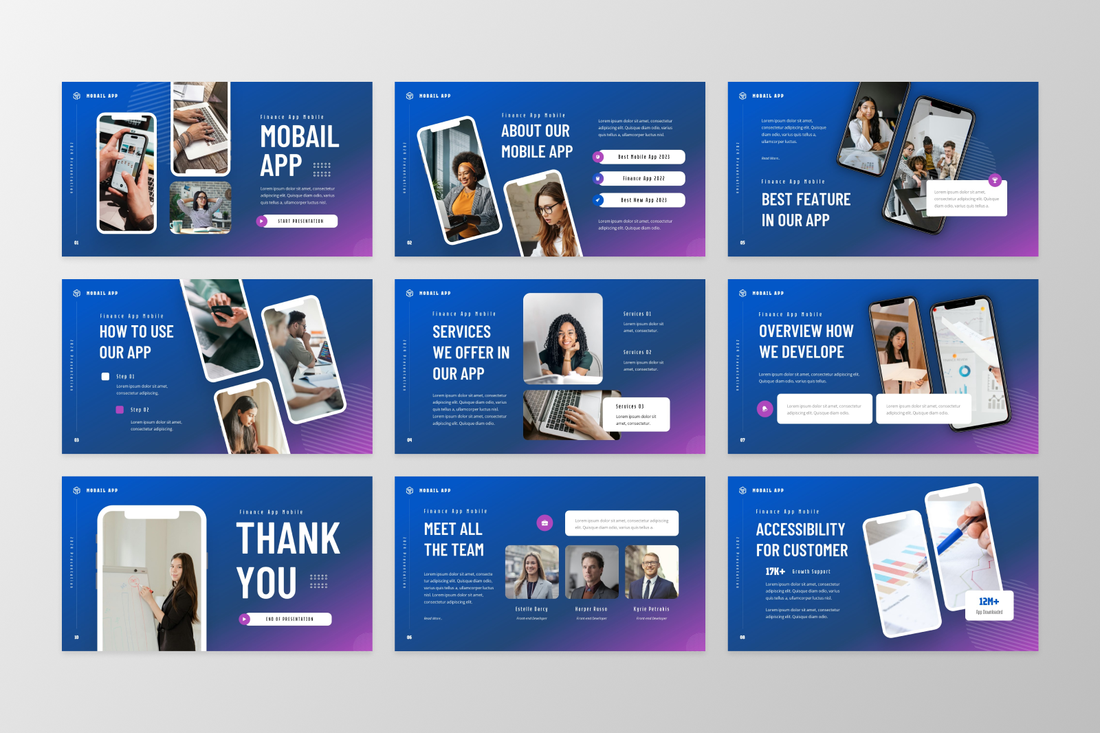 Mobailapp - Mobile App Google Slide Template, Presentation Templates