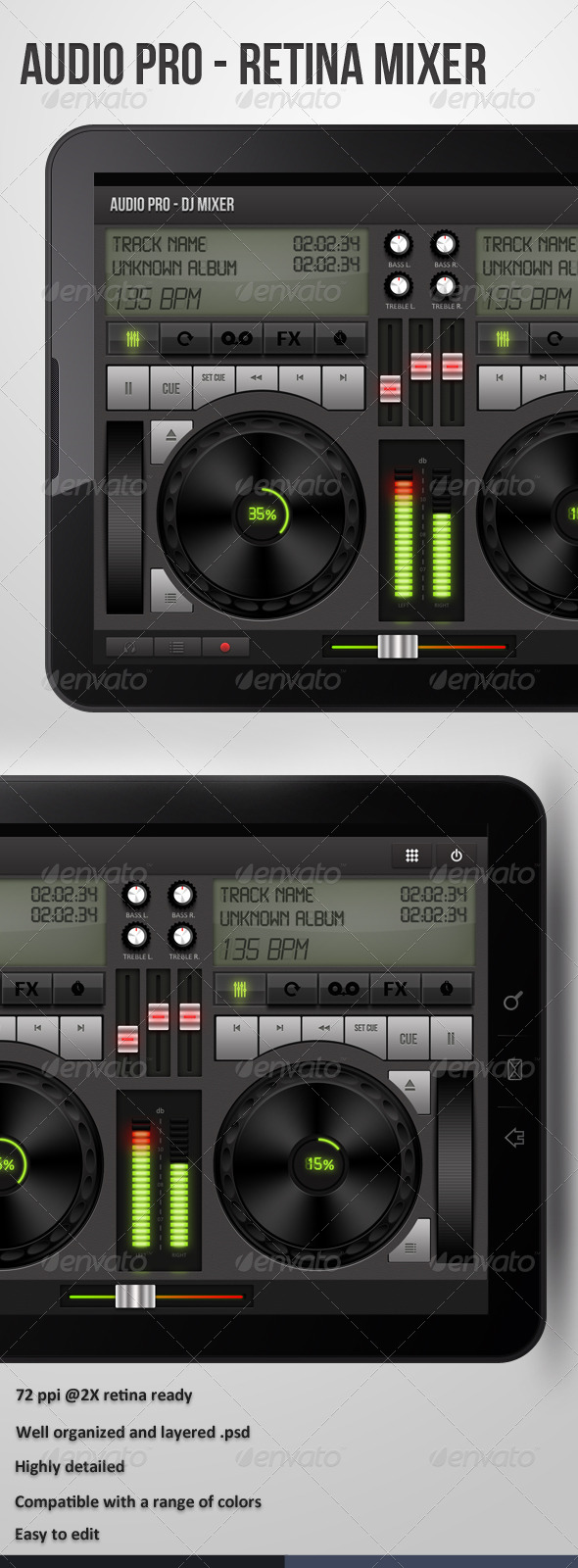 Dj Mixer Ui For Retina - Audio - User Interfaces Web Elements