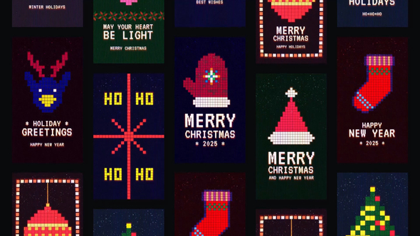 Retro Pixel Christmas Stories Titles template preview