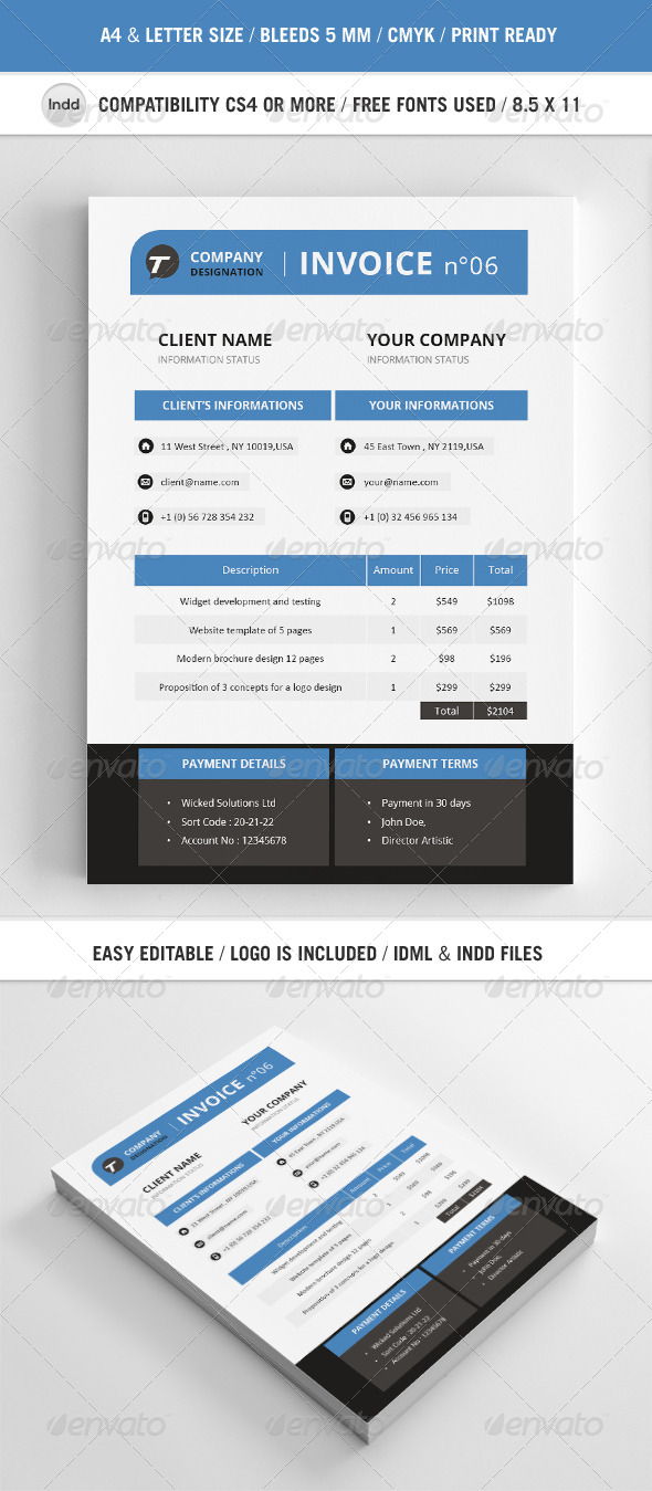 Professional Invoice Template A4 - Proposals & Invoices Stationery
