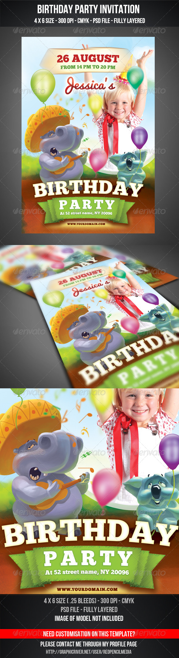 Birthday Party Invitation Flyer - Flyers Print Templates