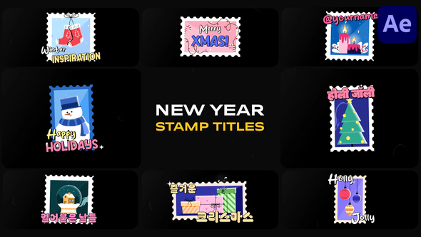 New Year Stamp Titles for After Effects Titles template preview