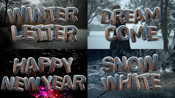 3D Winter Freeze Wood Letters Titles template preview