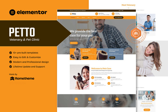 Petto - Vetenary Pet Clinic Elementor Template Kit