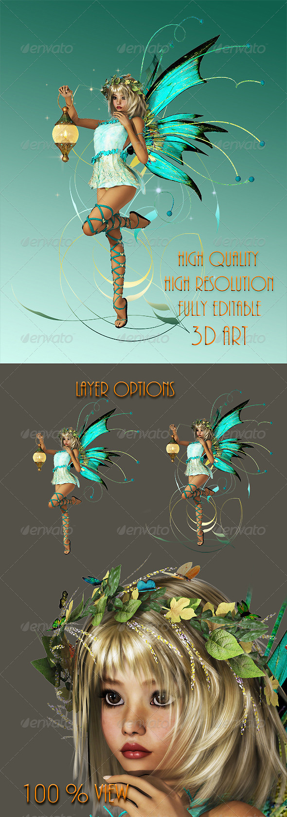 Turquoise Pixie - Illustrations Graphics