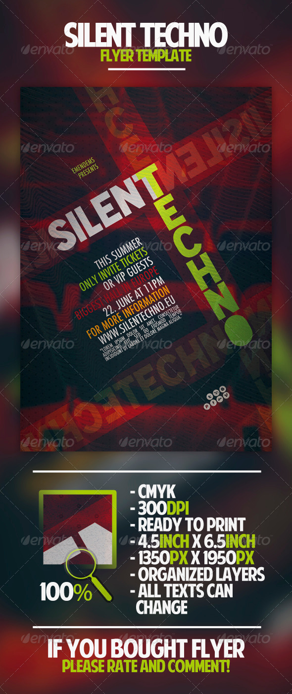 Silent Techno Flyer Template - Clubs & Parties Events