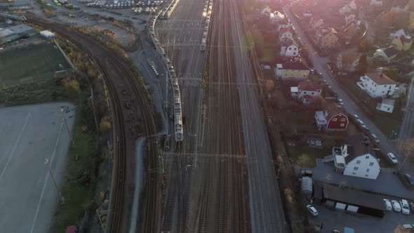 Aerial View of Railway and Neighborhood in Stockholm