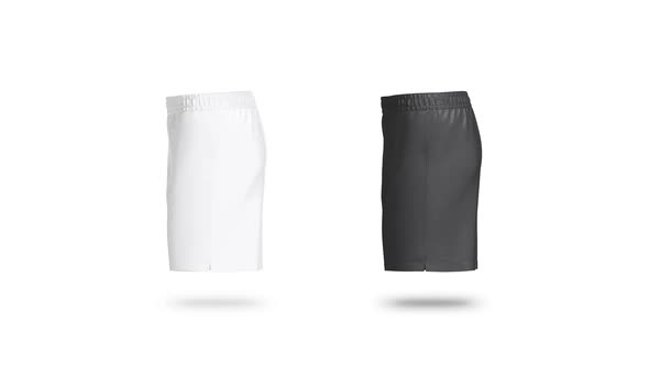 Blank black and white soccer shorts mockup set, looped rotation alt