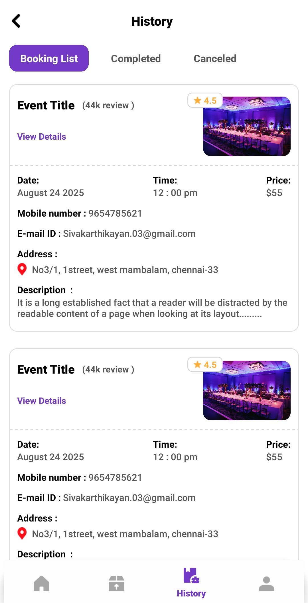 Event Ticket Booking App UI - React Native Template for Users & Event Organizers - 4