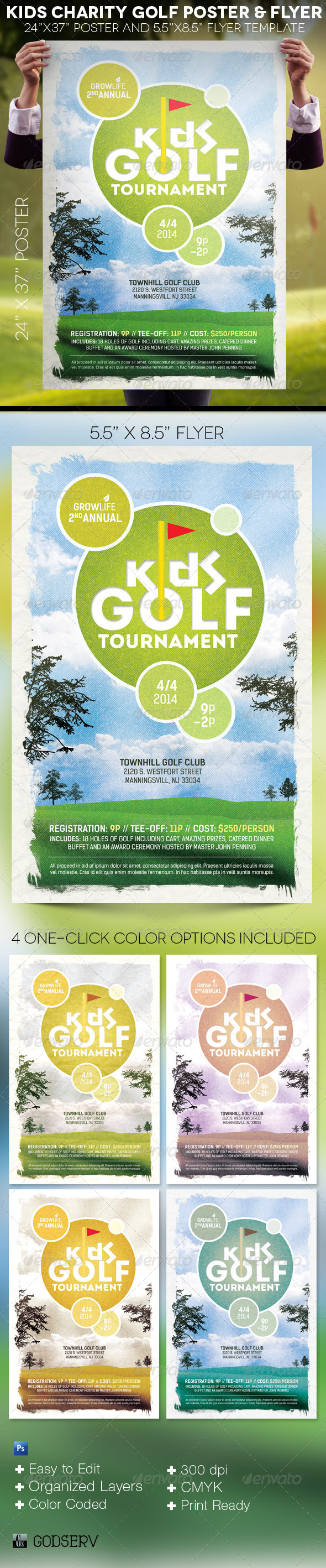 Kids Charity Golf Poster Flyer Template - Events Flyers