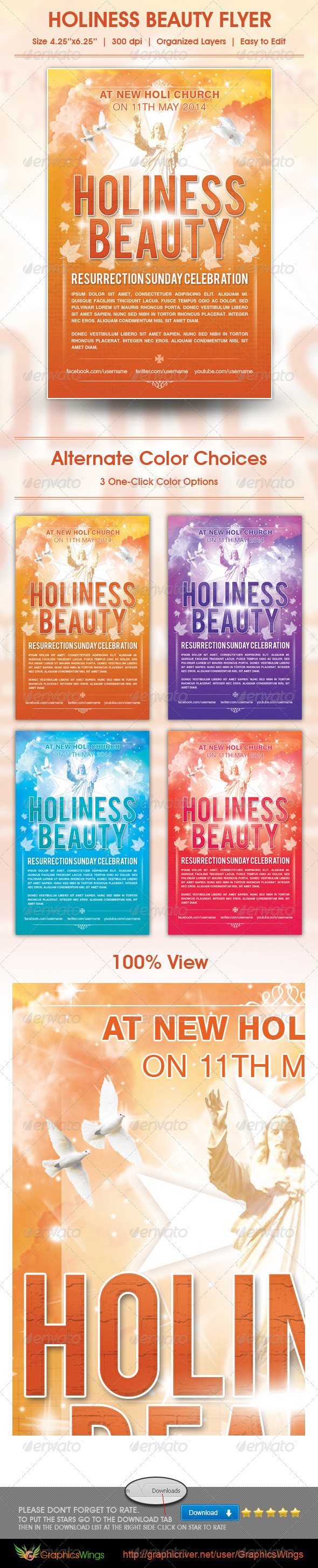 Holiness Beauty Church Flyer Template - Church Flyers