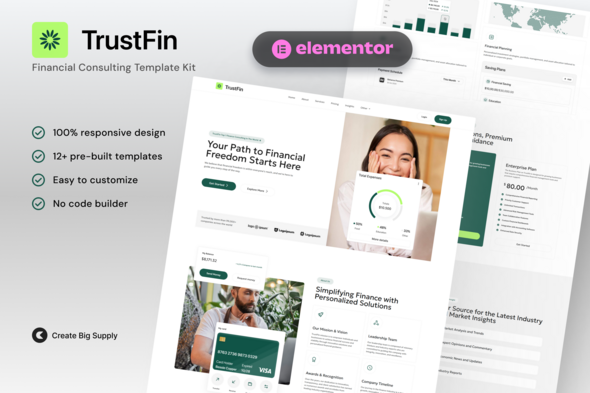 TrustFin - Financial Consulting Elementor Template Kit