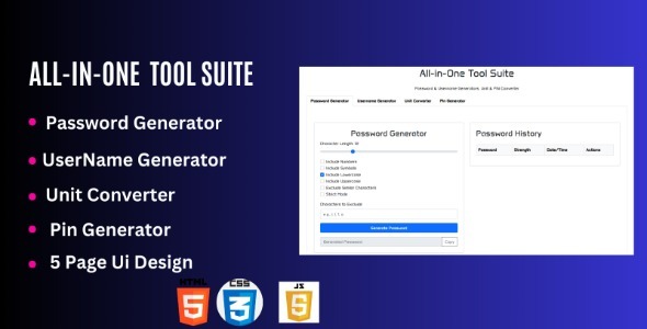 All-in-One Tool Suite: Password Generator, Username Maker, Unit Converter & More Nulled