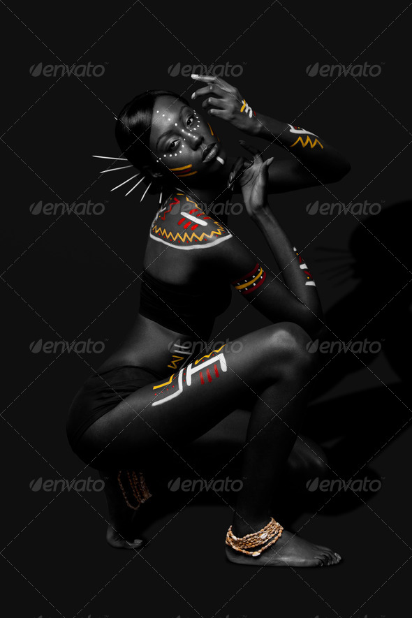Tribal beauty woman with makeup - Stock Photo - Images