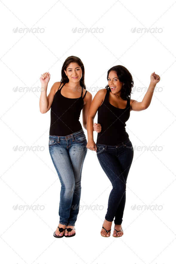 Dancing groovy teenager girls - Stock Photo - Images