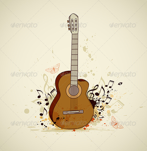 Guitar and Notes - Miscellaneous Vectors