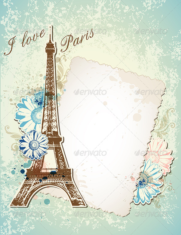 Old Frame and Eiffel Tower - Backgrounds Decorative