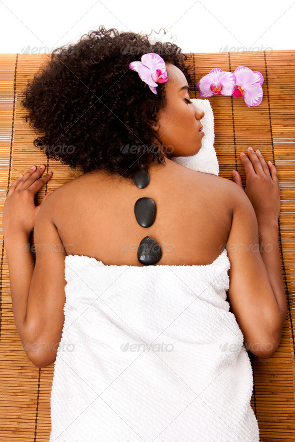 Beauty health day spa - hot lastone therapy - Stock Photo - Images