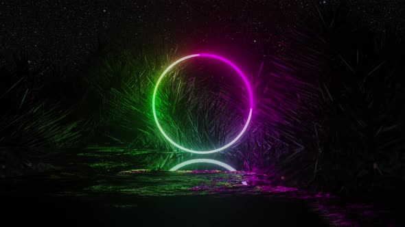 Abstract Animation 3D Neon Circle