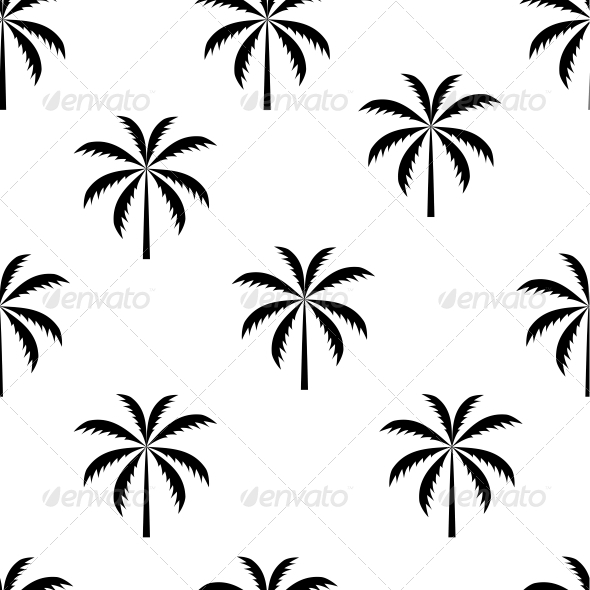 Palm Tree Seamless Pattern Vector Illustration - Flowers & Plants Nature
