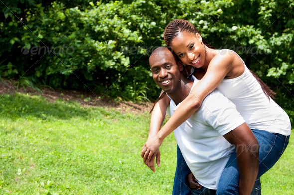 Happy smiling African couple - Stock Photo - Images