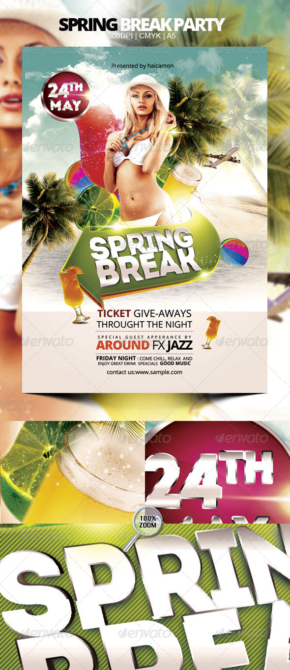Spring Break Party - Flyers Print Templates