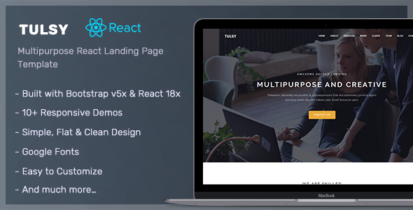 Tulsy - Multipurpose React Landing Page Template by themesdesign ...