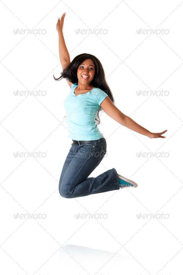 Jumping from happiness - Stock Photo - Images