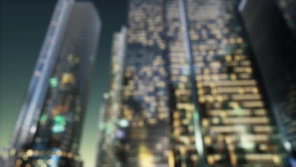 Abstract Blurred Bokeh at Night of City As for Business District Background alt