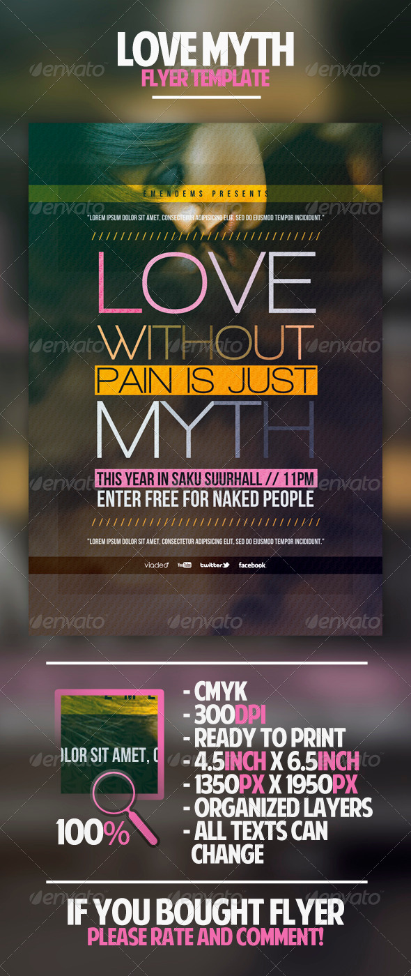 Love Myth Flyer Template - Clubs & Parties Events
