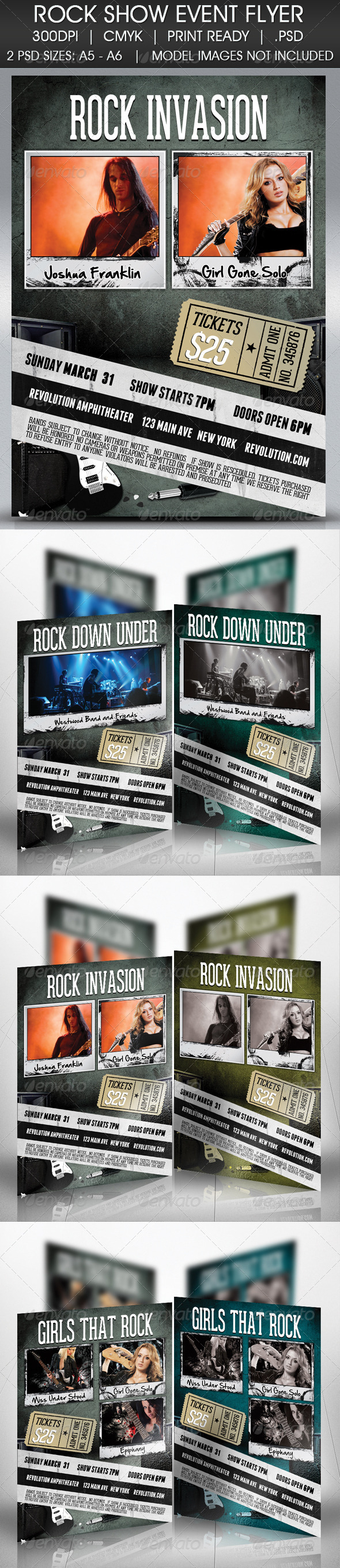 Rock Invasion Flyer - Concerts Events