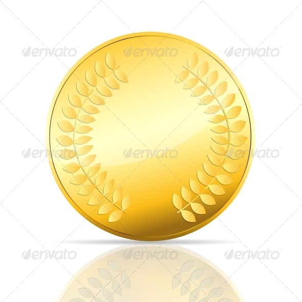 Gold Coin Vector Illustration on White - Decorative Symbols Decorative