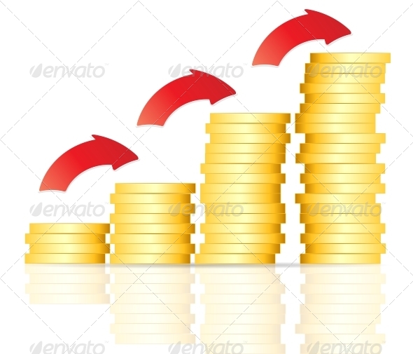 Gold Coin Vector Illustration on White - Decorative Symbols Decorative