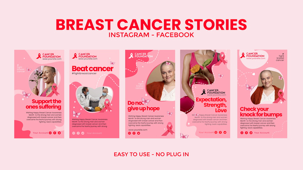 Breast Cancer Instagram Stories Openers template preview