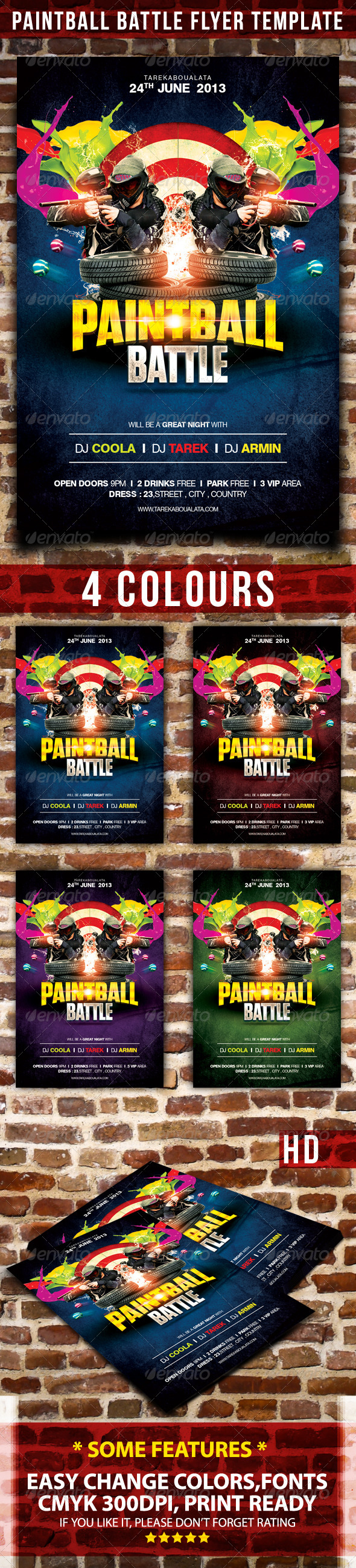 Paintball Battle Flyer Template - Events Flyers