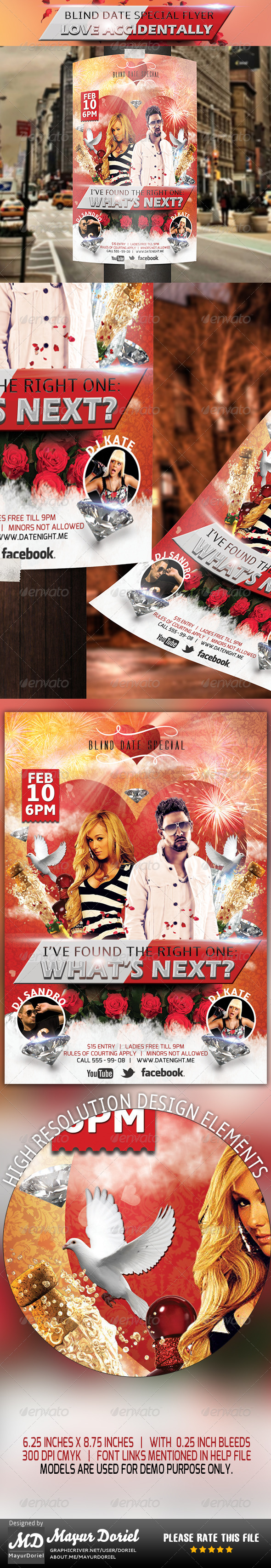 Love Accidentally Flyer Template - Clubs & Parties Events