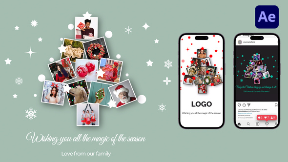 Christmas Tree Photo Collage Intro | After Effects Openers template preview