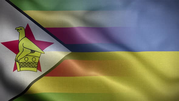 Ukraine Zimbabwe Flag Loop Background 4K