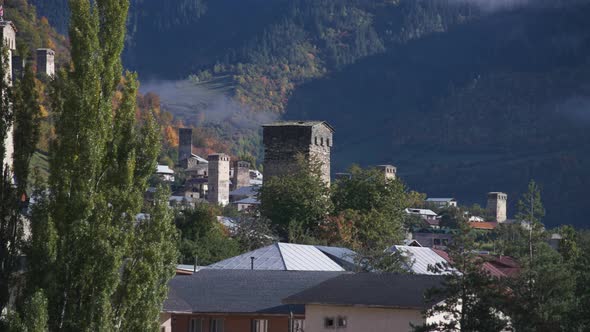 Svan Tower rises above the rural village