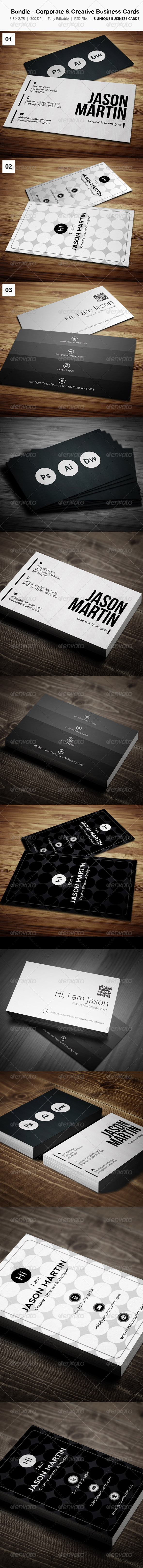 Bundle - Corporate & Creative Business Cards - Corporate Business Cards